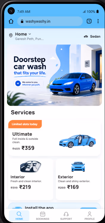 Customer mobile booking entry