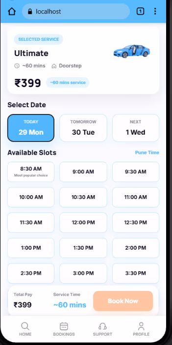 Slot booking flow